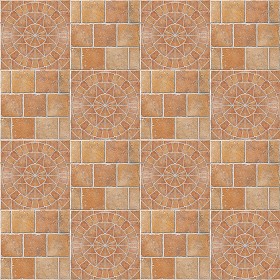 Textures   -   ARCHITECTURE   -   PAVING OUTDOOR   -   Terracotta   -  Blocks mixed - Paving cotto rose window texture seamless 06637