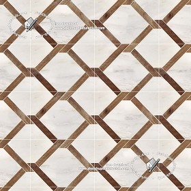 Textures   -   ARCHITECTURE   -   TILES INTERIOR   -   Marble tiles   -  White - White floor marble and wood geometric pattern texture seamless 19338