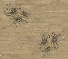 Textures   -   ARCHITECTURE   -   WOOD FLOORS   -  Decorated - Poppies decorated parquet texture seamless 20577