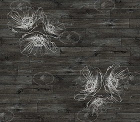 Textures   -   ARCHITECTURE   -   WOOD FLOORS   -   Decorated  - Poppies decorated parquet texture seamless 20579 (seamless)