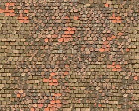 Textures   -   ARCHITECTURE   -   ROOFINGS   -   Clay roofs  - Damaged shingle clay roof tile texture seamless 03512 (seamless)