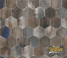 Textures   -   ARCHITECTURE   -   TILES INTERIOR   -   Design Industry  - Hexagonal tiles metal effect pbr texture seamless 22336 (seamless)