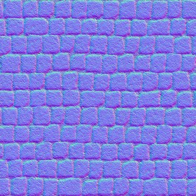 Textures   -   ARCHITECTURE   -   ROADS   -   Paving streets   -   Cobblestone  - Street porfido paving cobblestone texture seamless 07441 - Normal