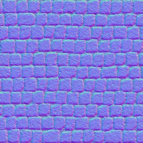 Textures   -   ARCHITECTURE   -   ROADS   -   Paving streets   -   Cobblestone  - Street porfido paving cobblestone texture seamless 07442 - Normal