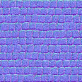 Textures   -   ARCHITECTURE   -   ROADS   -   Paving streets   -   Cobblestone  - Street porfido paving cobblestone texture seamless 07442 - Normal