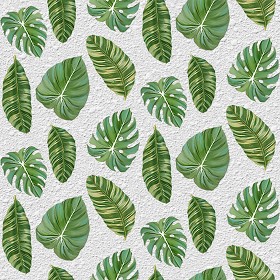 Textures   -   MATERIALS   -   WALLPAPER   -  various patterns - Vinyl wallpaper with leaves PBR texture seamless 21563