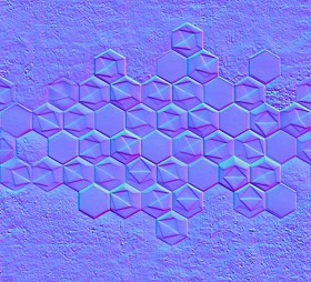 Textures   -   ARCHITECTURE   -   TILES INTERIOR   -   Hexagonal mixed  - Concrete hexagonal wall tile panel texture seamless 20899 - Normal