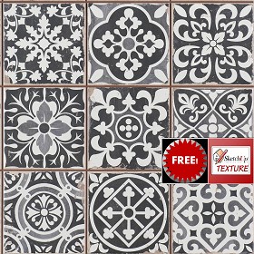 Textures   -  FREE PBR TEXTURES - Patchwork ceramic tiles PBR texture seamless 21918