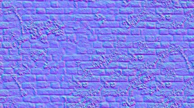 Textures   -   ARCHITECTURE   -   BRICKS   -   Damaged bricks  - Old damaged wall bricks with grass texture seamless 20198 - Normal