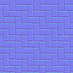 Textures   -   ARCHITECTURE   -   PAVING OUTDOOR   -   Concrete   -   Herringbone  - Concrete paving herringbone outdoor texture seamless 05843 - Normal