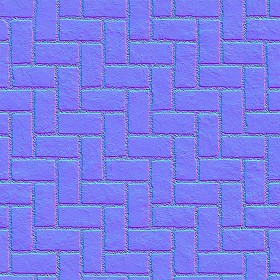 Textures   -   ARCHITECTURE   -   PAVING OUTDOOR   -   Concrete   -   Herringbone  - Concrete paving herringbone outdoor texture seamless 05847 - Normal