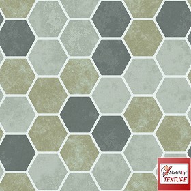 Textures   -   ARCHITECTURE   -   PAVING OUTDOOR   -  Hexagonal - Concrete paving hexagon PBR texture seamless 21842
