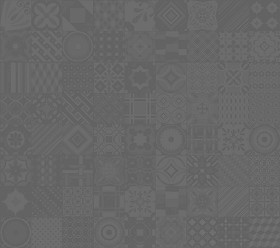 Textures   -   ARCHITECTURE   -   TILES INTERIOR   -   Ornate tiles   -   Patchwork  - Gres patchwork tiles PBR texture seamless 21926 - Displacement