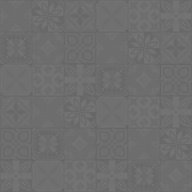Textures   -   ARCHITECTURE   -   TILES INTERIOR   -   Ornate tiles   -   Patchwork  - Gres patchwork tiles PBR texture seamless 21936 - Displacement