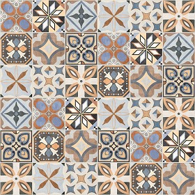 Textures   -   ARCHITECTURE   -   TILES INTERIOR   -   Ornate tiles   -   Patchwork  - Gres patchwork tiles PBR texture seamless 21936 (seamless)