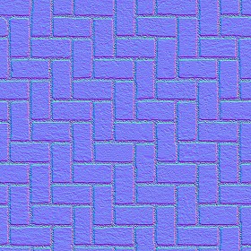 Textures   -   ARCHITECTURE   -   PAVING OUTDOOR   -   Concrete   -   Herringbone  - Concrete paving herringbone outdoor texture seamless 05862 - Normal