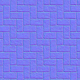 Textures   -   ARCHITECTURE   -   PAVING OUTDOOR   -   Concrete   -   Herringbone  - Concrete paving herringbone outdoor texture seamless 05864 - Normal