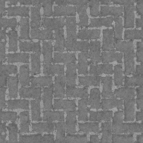 Textures   -   ARCHITECTURE   -   PAVING OUTDOOR   -   Concrete   -   Herringbone  - Herringbone concrete damaged paving outdoor with moss texture seamless 19275 - Displacement