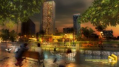 MODERN OFFICE BUILDING - BENEDICT MARTIN CALIWARA | SUNSET SKY GAZING IN THE CITY | Sketchup8+PScs5+FotoSketcher+Picasa