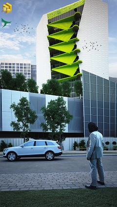 MODERN OFFICE BUILDING - raymundo Ochoa Rogel | 3D CHALLENGE GREEN BUILDING | 3D MAX+VRAY+PHOTOSHOP