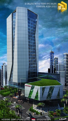 MODERN OFFICE BUILDING - Yossie Dian Purnomo Yossie Dian Purnomo | Portrait View | Sketchup 2013 | Vray 2.0 | Ps Cs4