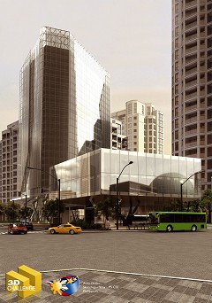 MODERN OFFICE BUILDING - Alvin Dador | "Dusk Scene" | Sketchup - Vray 2.0 - Photoshop CS5
