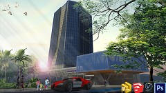 MODERN OFFICE BUILDING - Kong Sokkheang | I'm happy to do it. | SketchUp2015 + V-ray 2.0 + PhotoShop 6
