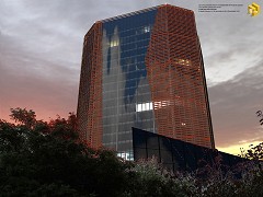 MODERN OFFICE BUILDING - fre Bertrand | tower in the evening | Artlantis Render 5.125 SketchUp 2014 Pixelmator 3.31