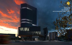 MODERN OFFICE BUILDING - Jochen Kehl | building at sunset from right | SU2015, Twilightrender2, PS CC