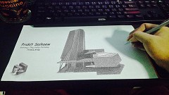 MODERN OFFICE BUILDING - PRAKIT SAIKAEW | My Drawings. | Sketchup + Thea Studio + Photoshop