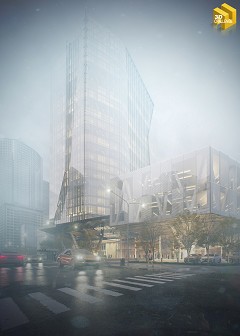 MODERN OFFICE BUILDING - vietanh le | Office building in the Fog | 3ds Max + Vray + Photoshop cs6
