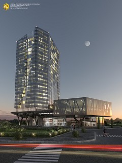 MODERN OFFICE BUILDING - Damir Duvnjak | Office building in dusk | Sketchup, Vray, Photoshop