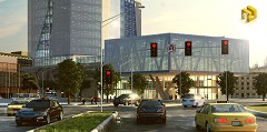 MODERN OFFICE BUILDING - Duc Nguyen | After the Rain [ Crop view ] | Sketchup + Vray for Sketchup + Photoshop