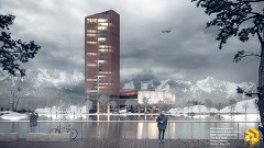 MODERN OFFICE BUILDING - Fabián Coutiño | "The BOX Tower" | 3d Max + Vray + Ps