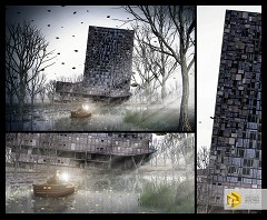 MODERN OFFICE BUILDING - Anthony Austria | "Ruins" | Sketchup,3d Max,Photoshop CS6