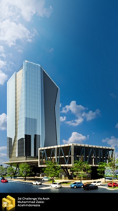 MODERN OFFICE BUILDING - Muhammad Zakki | Sketchup - Vray - Photoshop