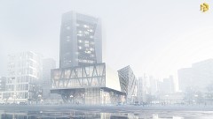 MODERN OFFICE BUILDING - Mathieu Chartier | Frozen/foggy mood | Cinema 4D advanced render + Photoshop CC