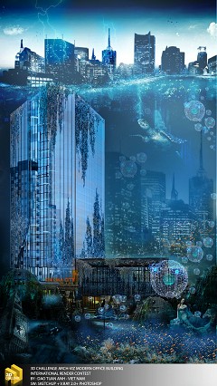MODERN OFFICE BUILDING - DAO TUAN ANH | IN THE HEART OF THE SEA( edit) | SKETCHUP + V.RAY 2.0+ PHOTOSHOP