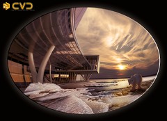 MODERN OFFICE BUILDING - Kenny Levick | Arctic sunset | Kerkythea, Wacom Tablet, Photoshop