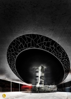 MODERN OFFICE BUILDING - François Cattoni | Night Observation | Sketchup8_MaxwellRenderv3.0_PhotoshopCS6
