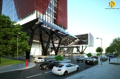 MODERN OFFICE BUILDING - Osmar Pinho | Main street view | Sketchup pro 2015+Thea render 1.4+Gimp